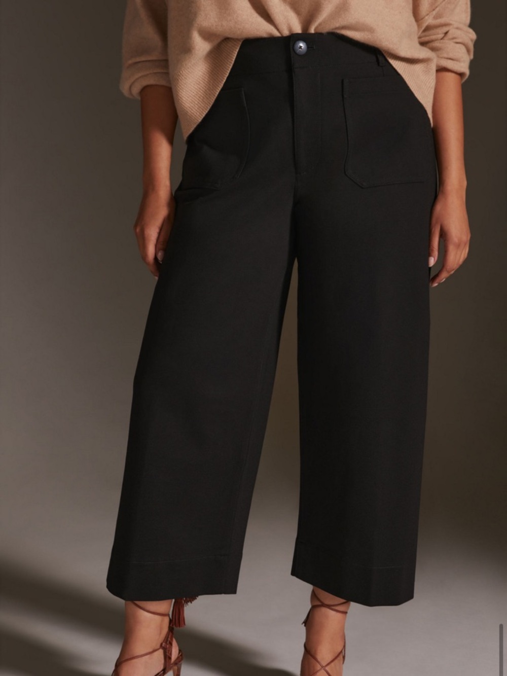 The Colette Ponte Pant - cropped wide leg highrise black pant anthropology